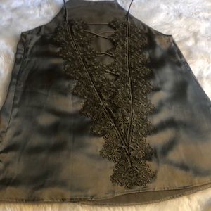 Silk Cami NY size XS new Olive Green color beautiful and sexy open front